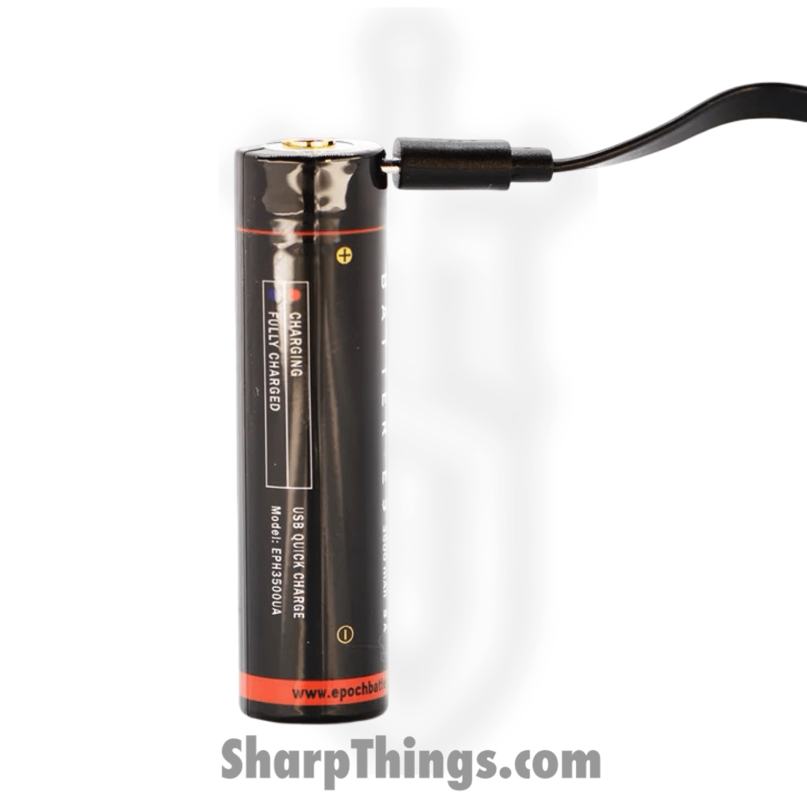 Epoch - 18650-35-PUSB - 18650 3500mAh 8A USB Rechargeable Protected Battery  - Black - Sharp Things OKC
