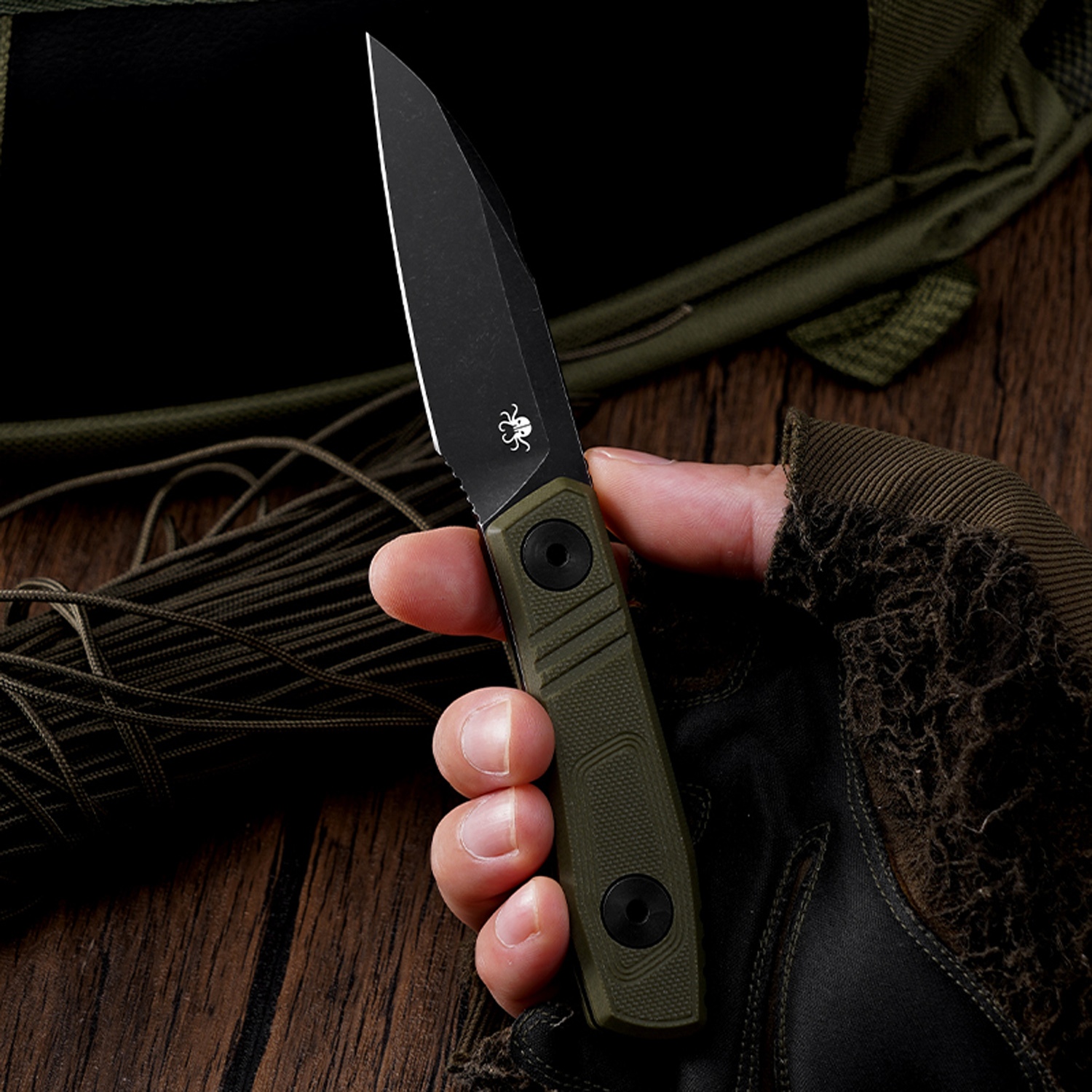 Klaken Knives - Z068-GR-BK - Phantom - Fixed Blade Knife - 14C28N
