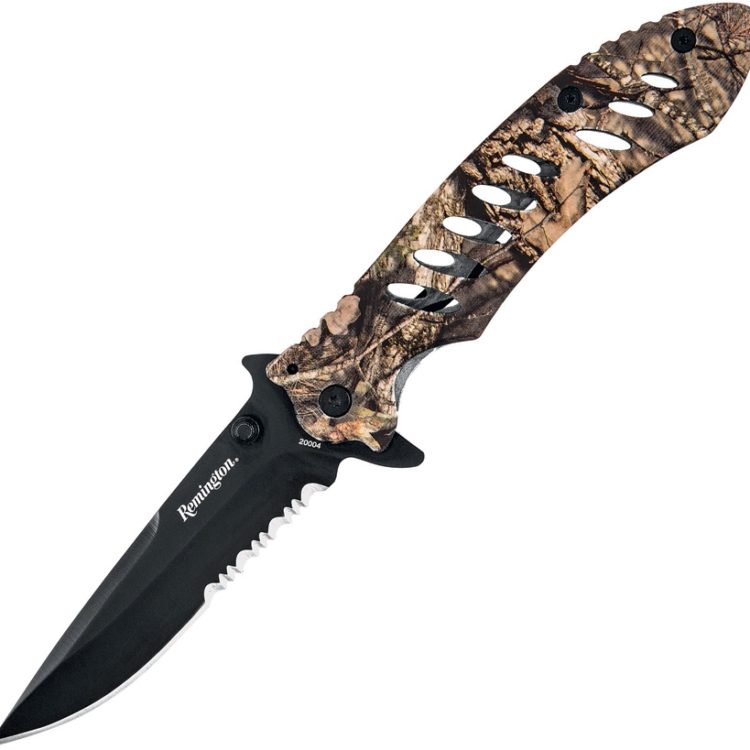 Remington - R20004 - FAST Series - Folding Knife - 420J2 Coated Drop Point - Steel/Rubber - Black/Brown