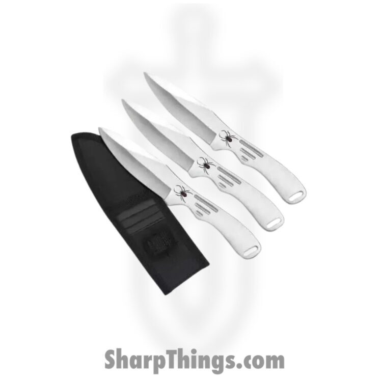 Perfect Point - M4505 - 3 Piece Throwing Knife Set - Fixed Blade Knife - Stainless Satin Dagger - Stainless - Silver