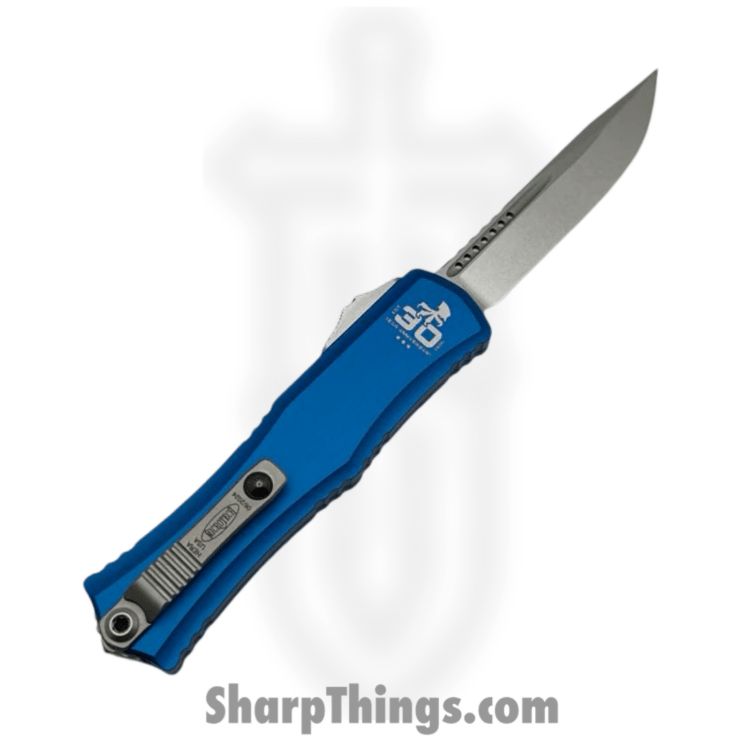 Microtech - 1703M-10BL - Mini Hera II - OTF Auto - M390MK Stonewash Drop Point - Aluminum - Blue - Image 2