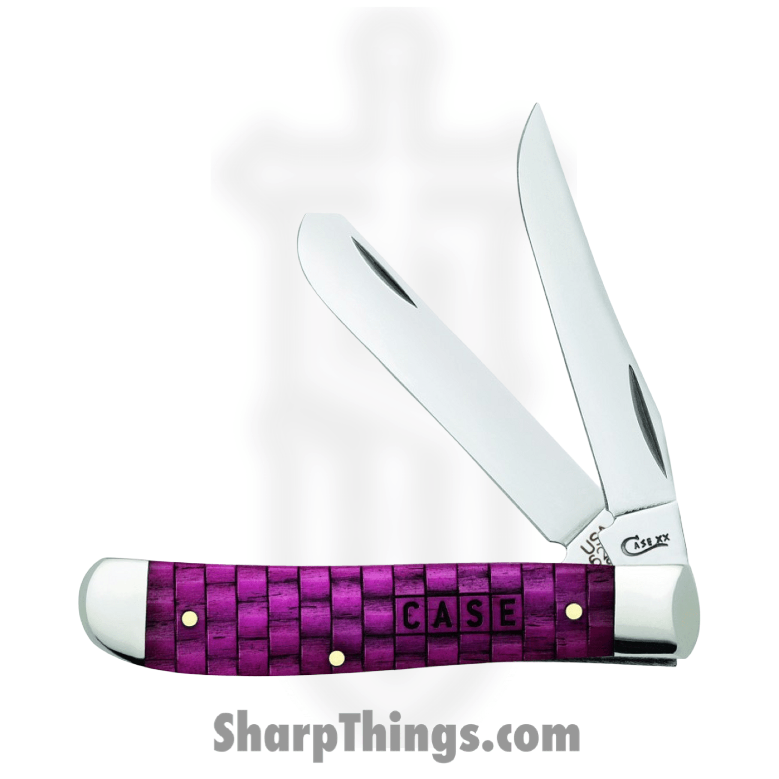 Case Cutlery - CA15508 - Mini Trapper - Folding Knife - Tru-Sharp Stainless Polished Clip, Spey - Basket Weave Bone - Merlot