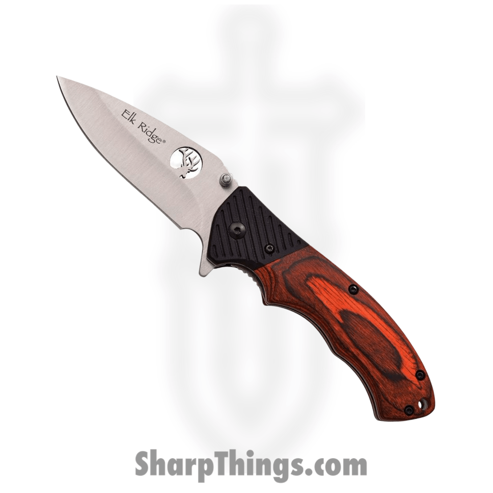 Elk Ridge - ER566SPW - Pakkawood Linerlock - Folding Knife - Stainless Satin Drop Point - Pakkawood G10 - Red Black