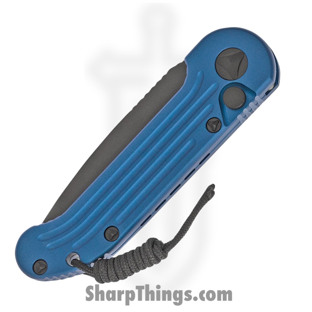 Microtech - 135-1BL - L.U.D.T. - Automatic Knife - Elmax, M390, 204P Two Tone Drop Point - 6061-T6 Aluminum - Blue - Image 5