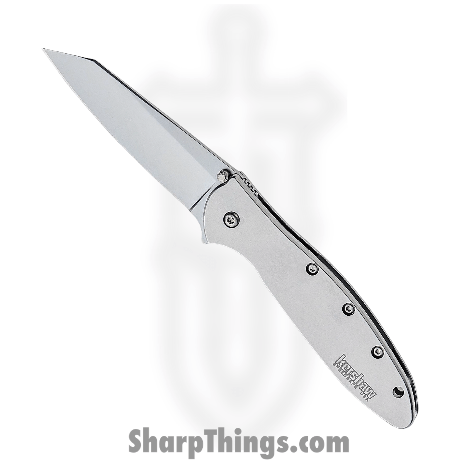 Kershaw - KS1660R - Random Leek - Assisted Open Knife - 14C28N Blasted Reverse Tanto - 410 SS - Silver - Image 8