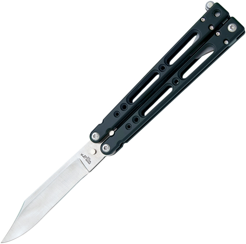 Bear Ops - BCB35011 - Bear Song IV Butterfly - Balisong - 14C28N Satin Clip Point - Aluminum - Black - Image 2