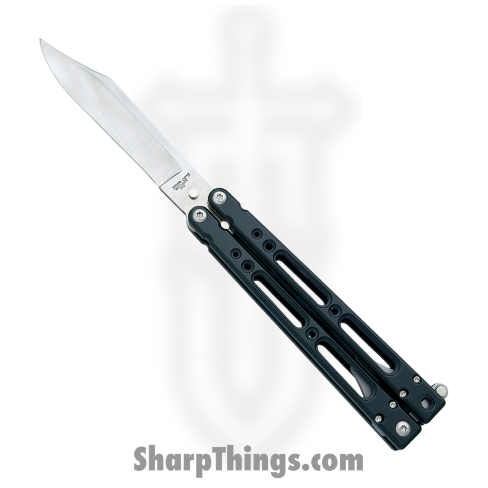 Bear Ops - BCB35011 - Bear Song IV Butterfly - Balisong - 14C28N Satin Clip Point - Aluminum - Black