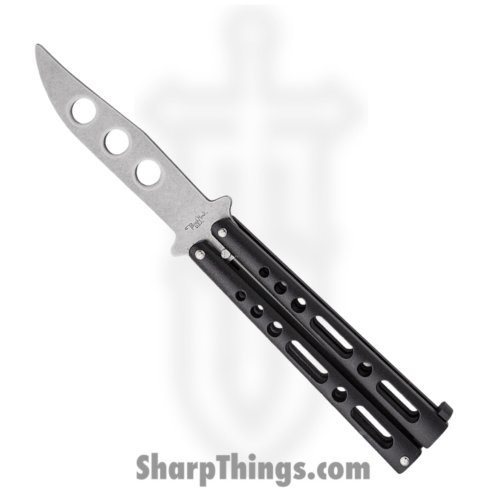BenchMark - BM006 - Trainer Butterfly - Balisong - Stainless Satin Clip Point - Die Cast Metal - Black