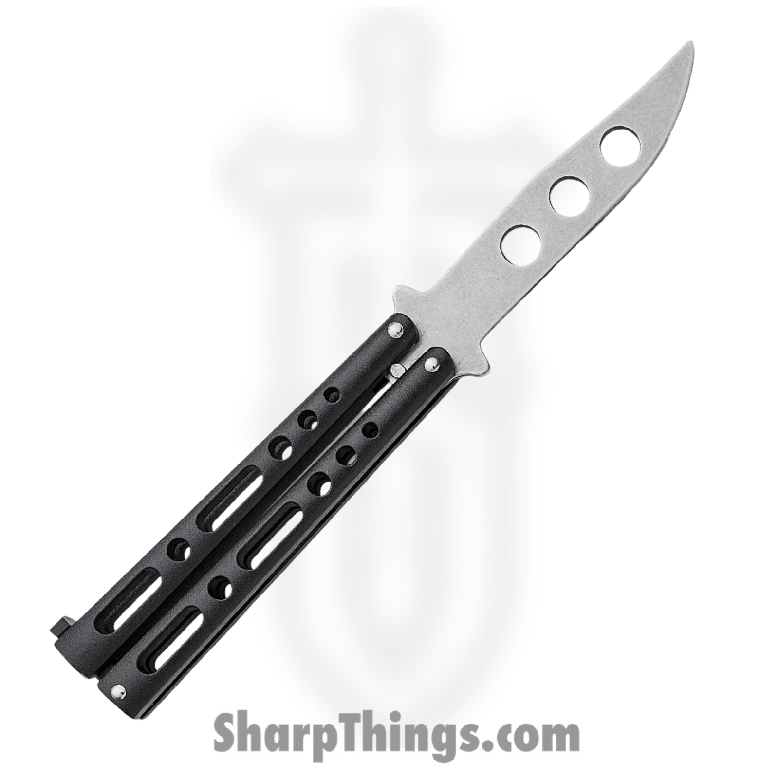 BenchMark - BM006 - Trainer Butterfly - Balisong - Stainless Satin Clip Point - Die Cast Metal - Black - Image 2