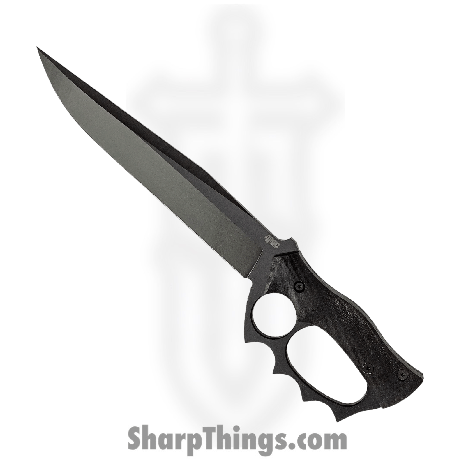 APOC - DRK35610 - Last Chance Trench - Fixed Blade Knife - 9260 Steel Coated Bowie - G10 - Black