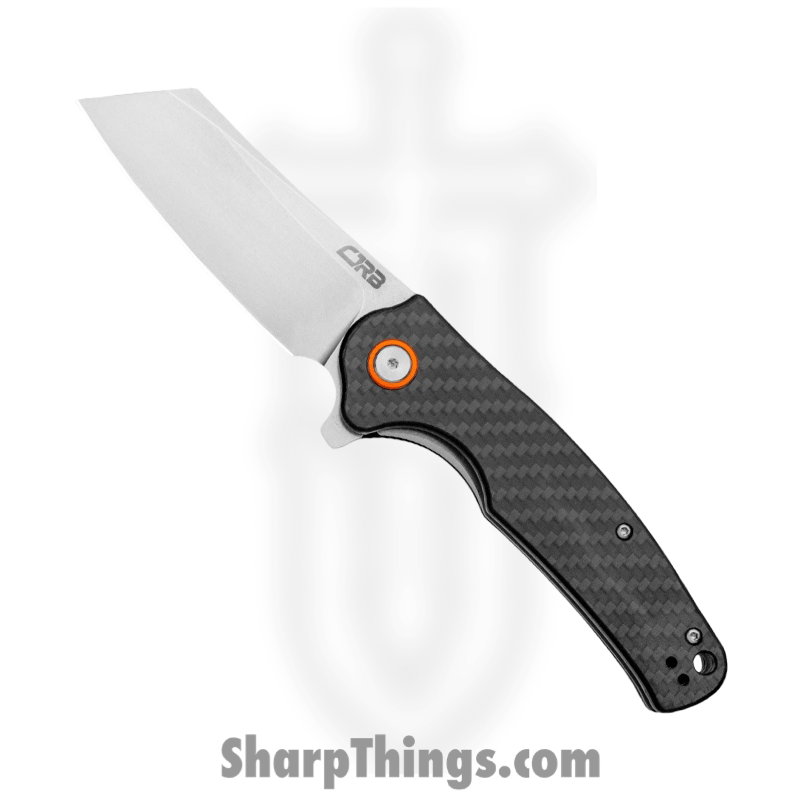 CJRB - J1904CF - Crag - Folding Knife - D2 Stonewash Cleaver - Carbon Fiber - Black