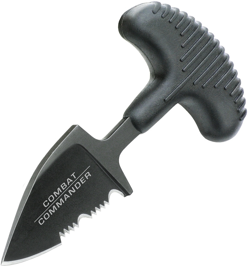 United Cutlery - UC3171B - Combat Commander Mini Push Pal - Fixed Blade Knife - 420 SS Coated Dagger - TPR - Black