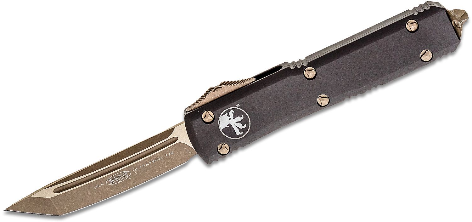Microtech - 123-13 - Ultratech - OTF Auto - Elmax, M390, 204P Bronze Tanto - 6061-T6 Aluminum - Black - Image 5