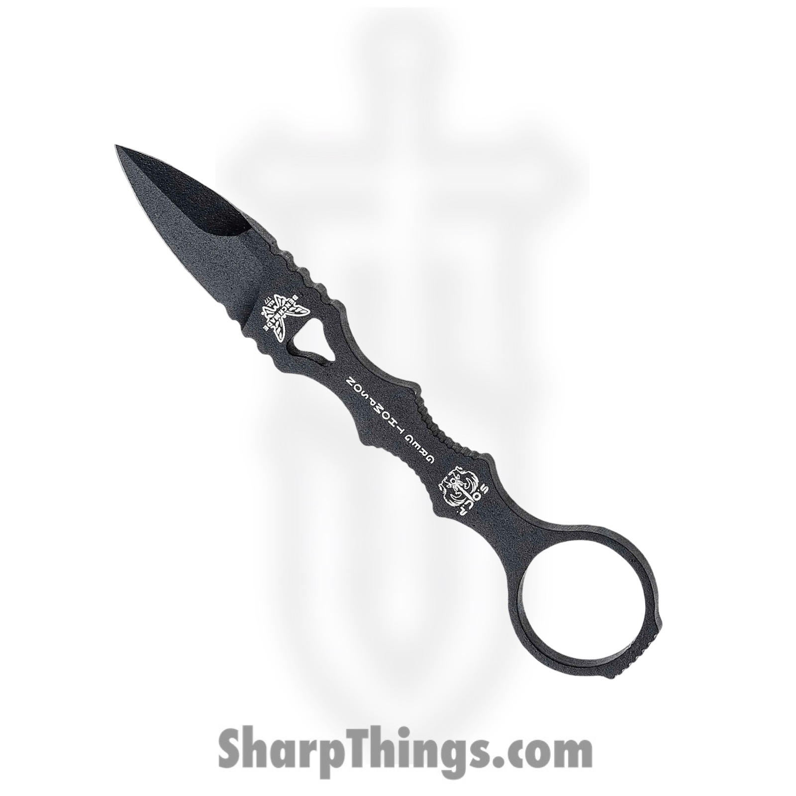 Benchmade - 177BK - Mini SOCP - Fixed Blade Knife - 440 SS Coated Dagger - Skeletonized - Black
