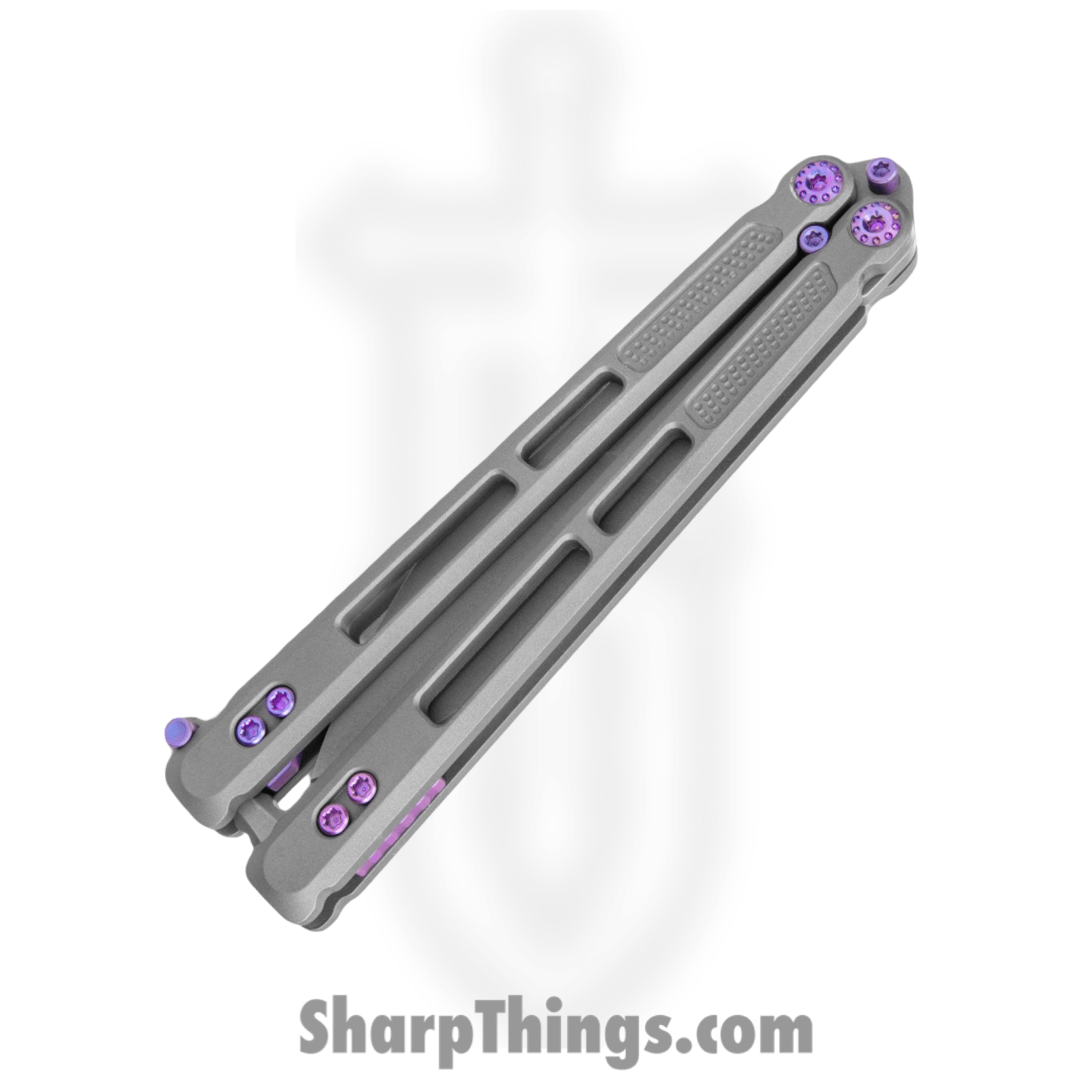 EOS - EOS101 - Trident - Balisong - CPM S30V Stonewash Modified Drop Point - Titanium - Gray Purple - Image 3