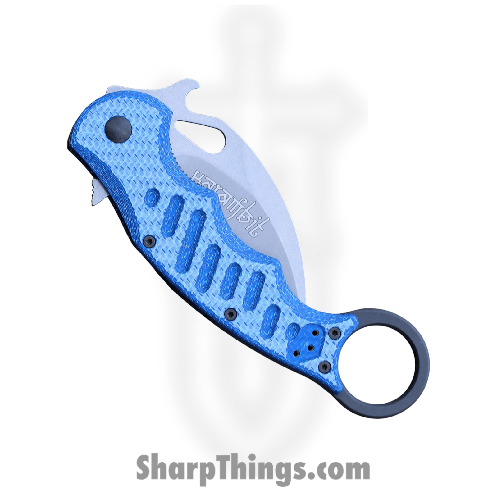 Fox Knives - FOX479BLTSW - Karambit - Folding Knife - N690 Stonewash - Twill CF - Blue - Image 3