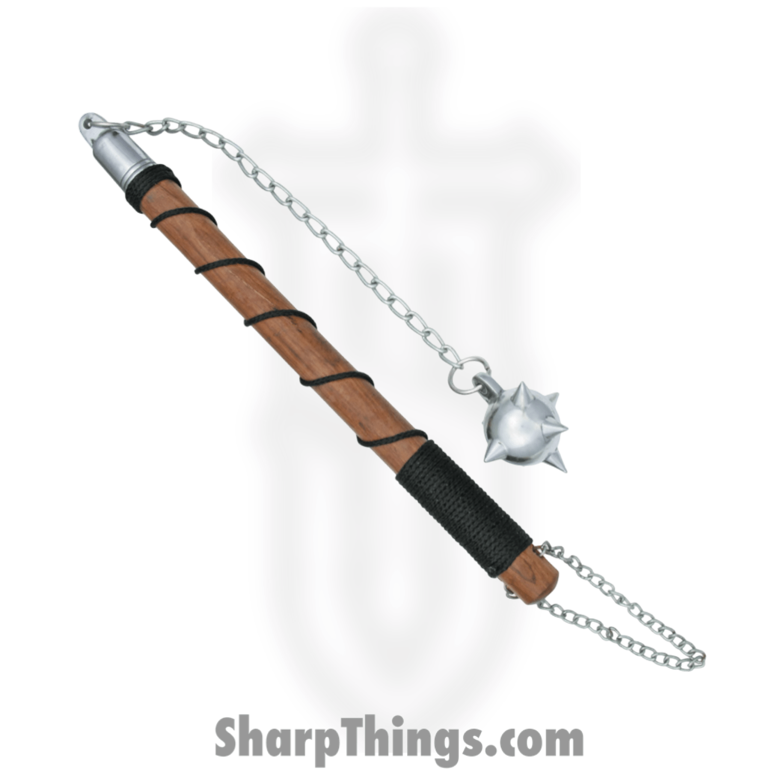 Pakistan Cutlery - PA200609 (2) - Single Ball Mace - Cast Metal - Wrapped Wood - Brown