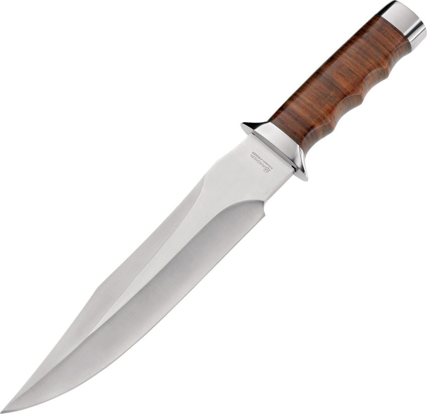 Boker Magnum - BOM02MB565 - Giant Bowie - Fixed Blade Knife - 440 SS Satin Clip Point - Stacked Leather - Brown - Image 3