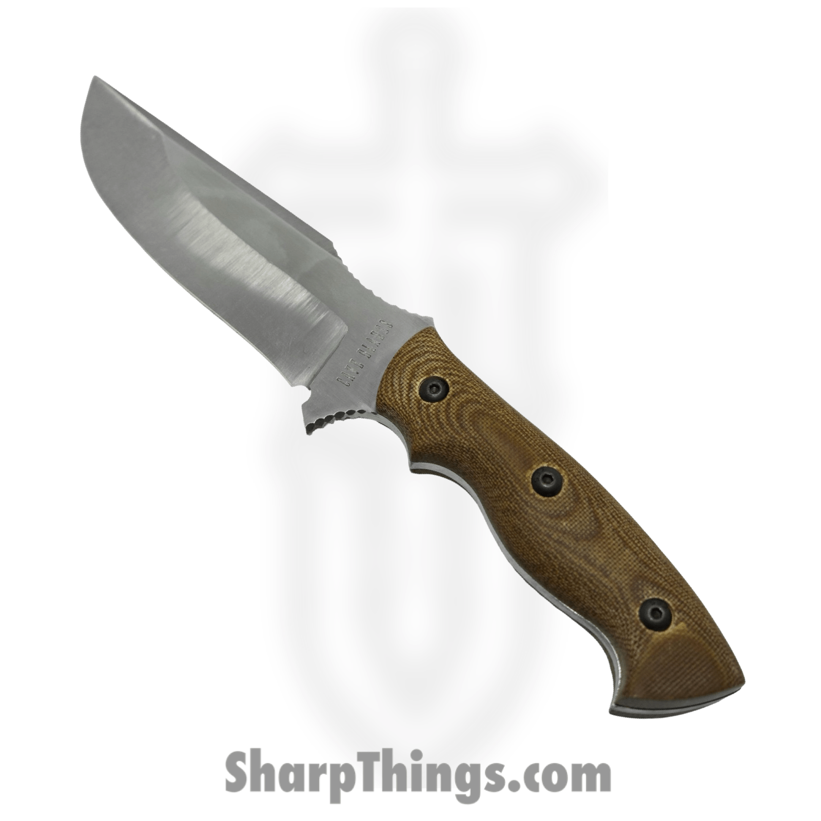 Cave Blades - CaveCmbtMic - Combat - Fixed Blade Knife - 80crv2 Satin Drop Point - Micarta - Brown