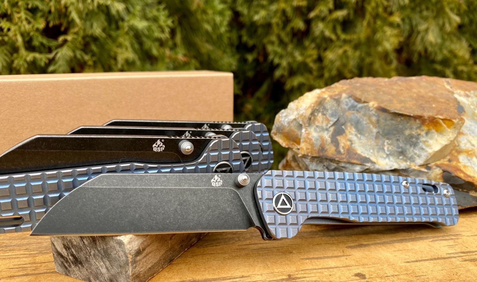 QSP - QS130-SFRG - Penguin - Folding Knife - 154CM Coated Sheepsfoot - Titanium Frag - Blue - Image 3