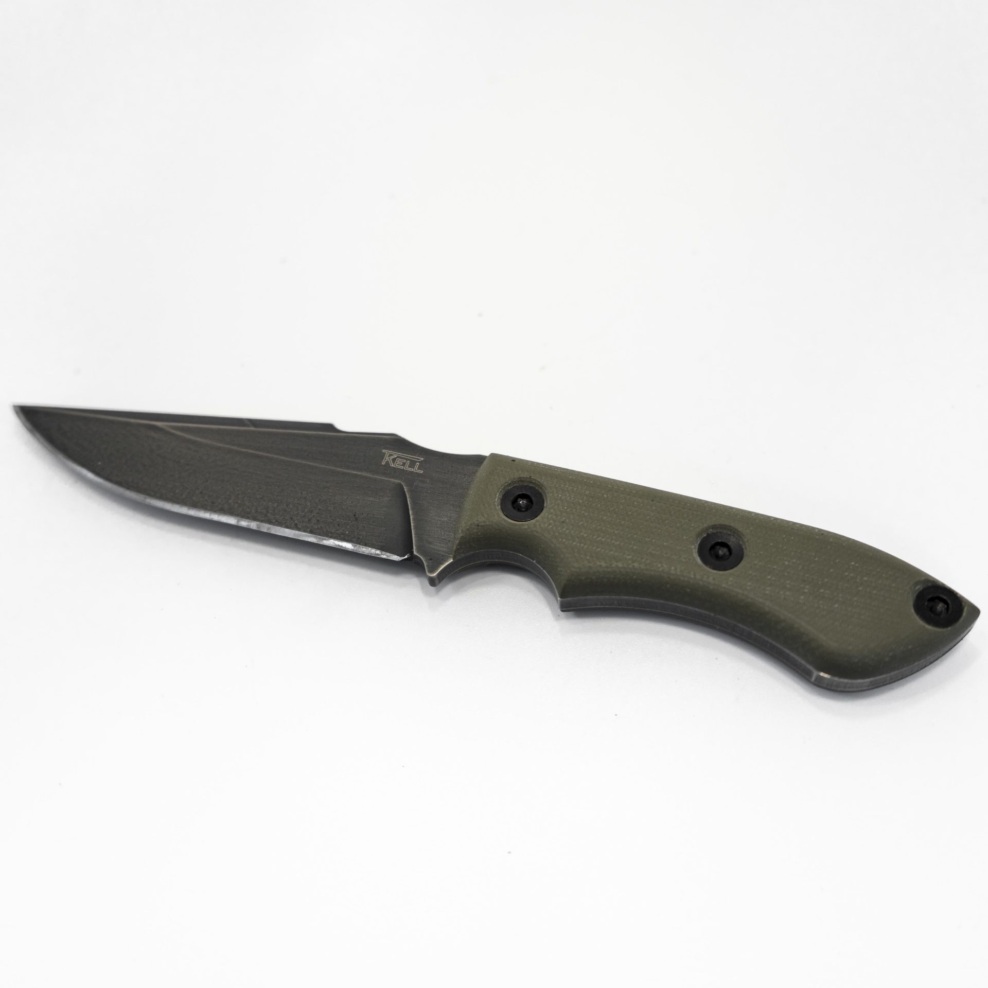 T.Kell Knives - StrikerODBG - Striker - Fixed Blade Knife - 1095 Nickle Boron Coated Clip Point - G10 - OD Green Standard Bullet Grip - Image 4