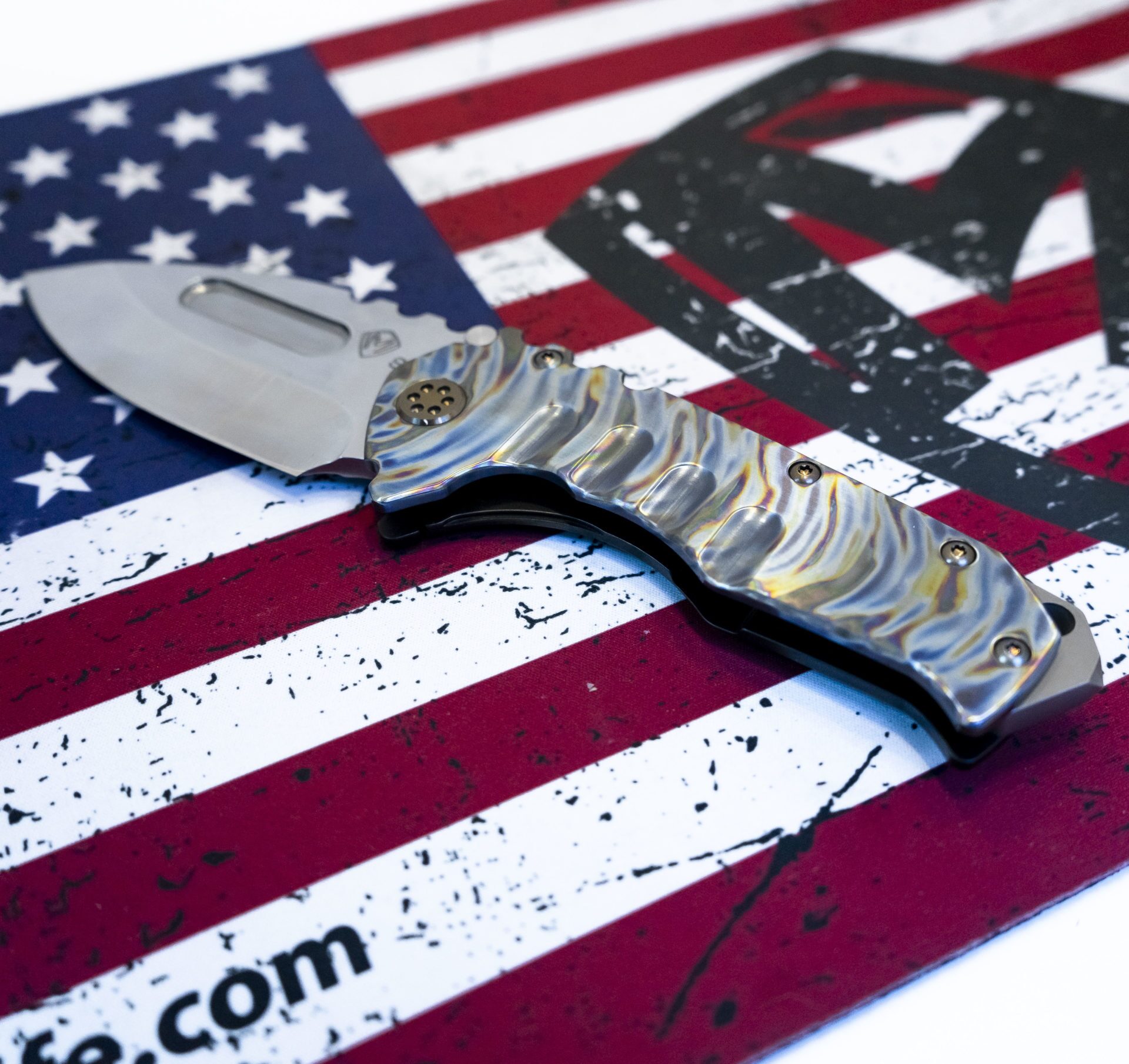 Medford Knife - MK012STD-03PV-T1C1-BP - Praetorian T - Tumbled Drop Point Folding Knife - S35VN - Faced/Flm Blues - Image 2