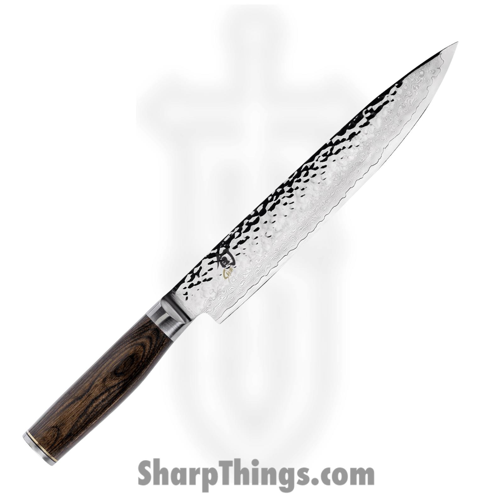 Shun - TDM0704 - Premier 9.5" Slicing Knife - VG-Max Hammered Spear Point - Pakkawood - Brown