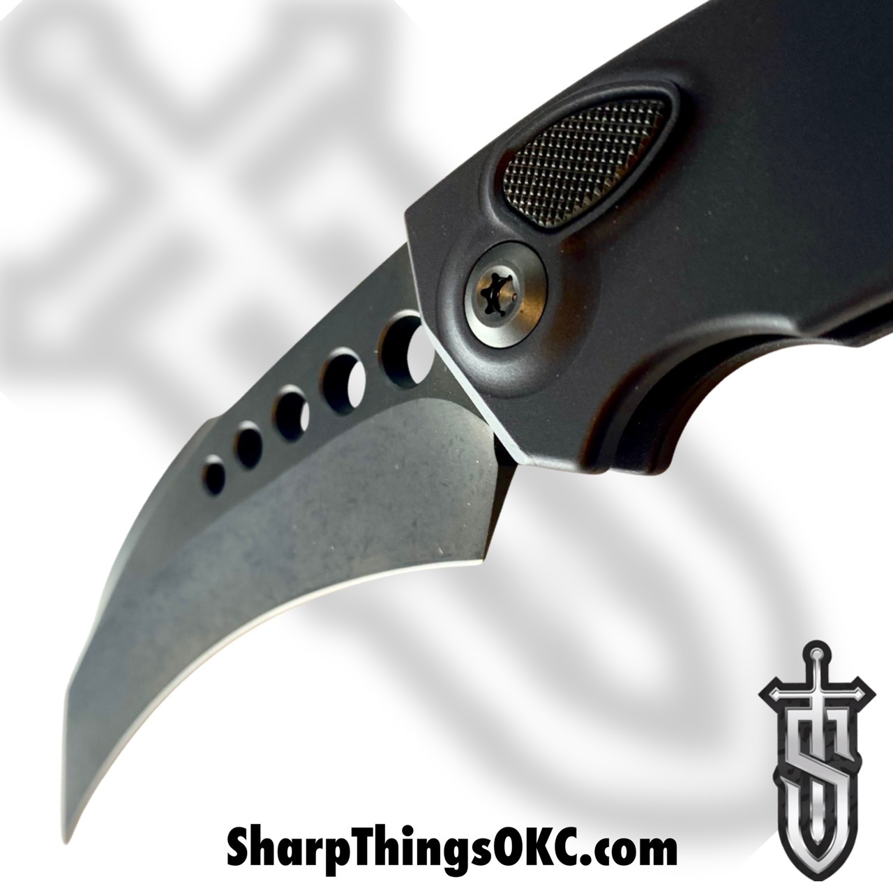 Marfione Custom Knives - 507-MCK - Marifione Custom Hawk - Automatic Knife - 507-MCK Marifione Custom Hawk Automatic Knife - 6061-T6 Aluminum - Black - Image 4