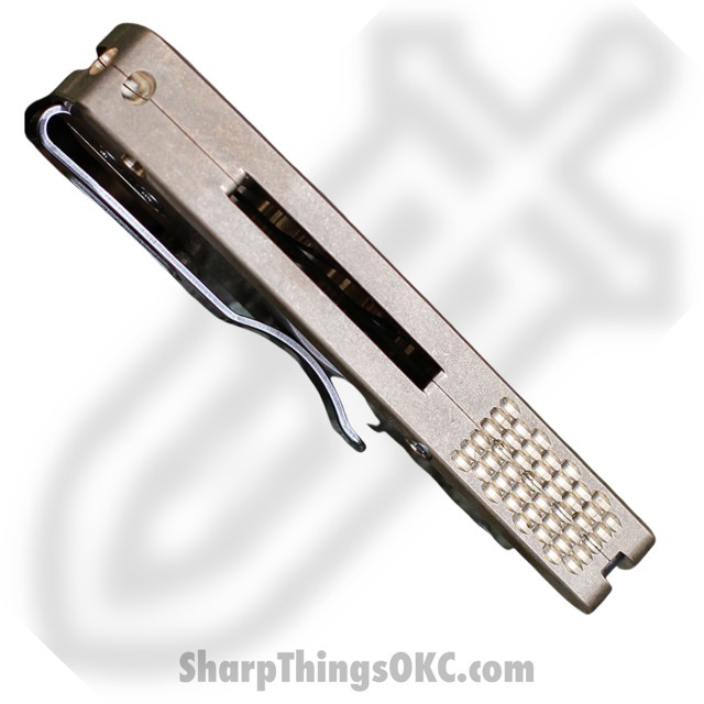 ProTech - R5110 - Runt 5 - Automatic Knife - CPM-20CV Stonewash Wharncliffe - Aluminum - Bronze - Image 4