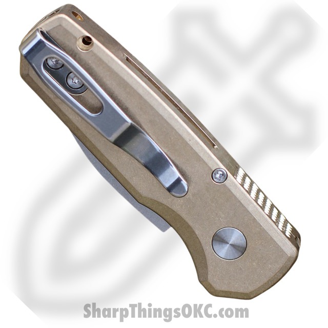ProTech - R5110 - Runt 5 - Automatic Knife - CPM-20CV Stonewash Wharncliffe - Aluminum - Bronze - Image 2