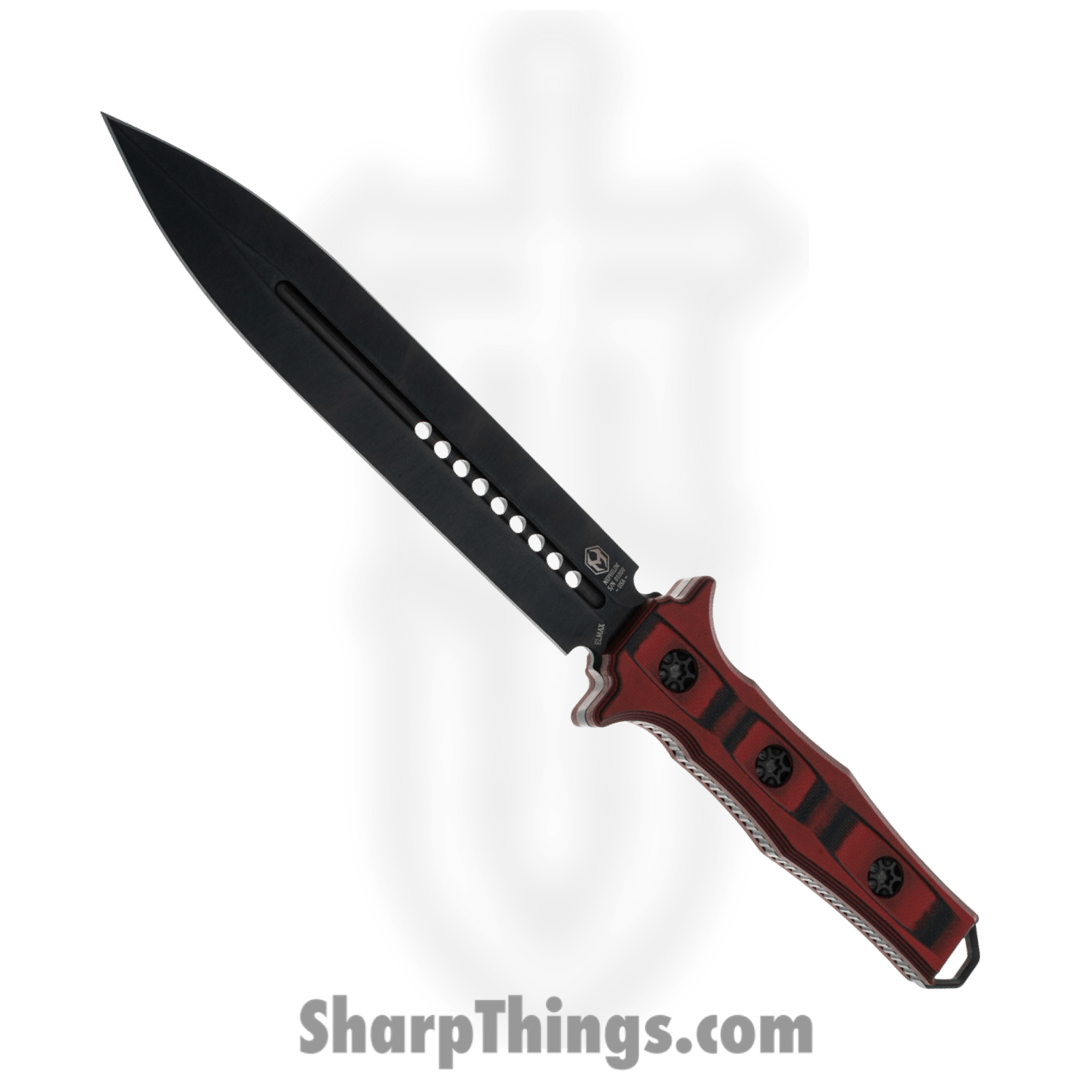 Heretic Knives - H003-6A-REDBLK - Nephilim - Fixed Blade Knife - Elmax Coated Dagger - G10 - Red/Black