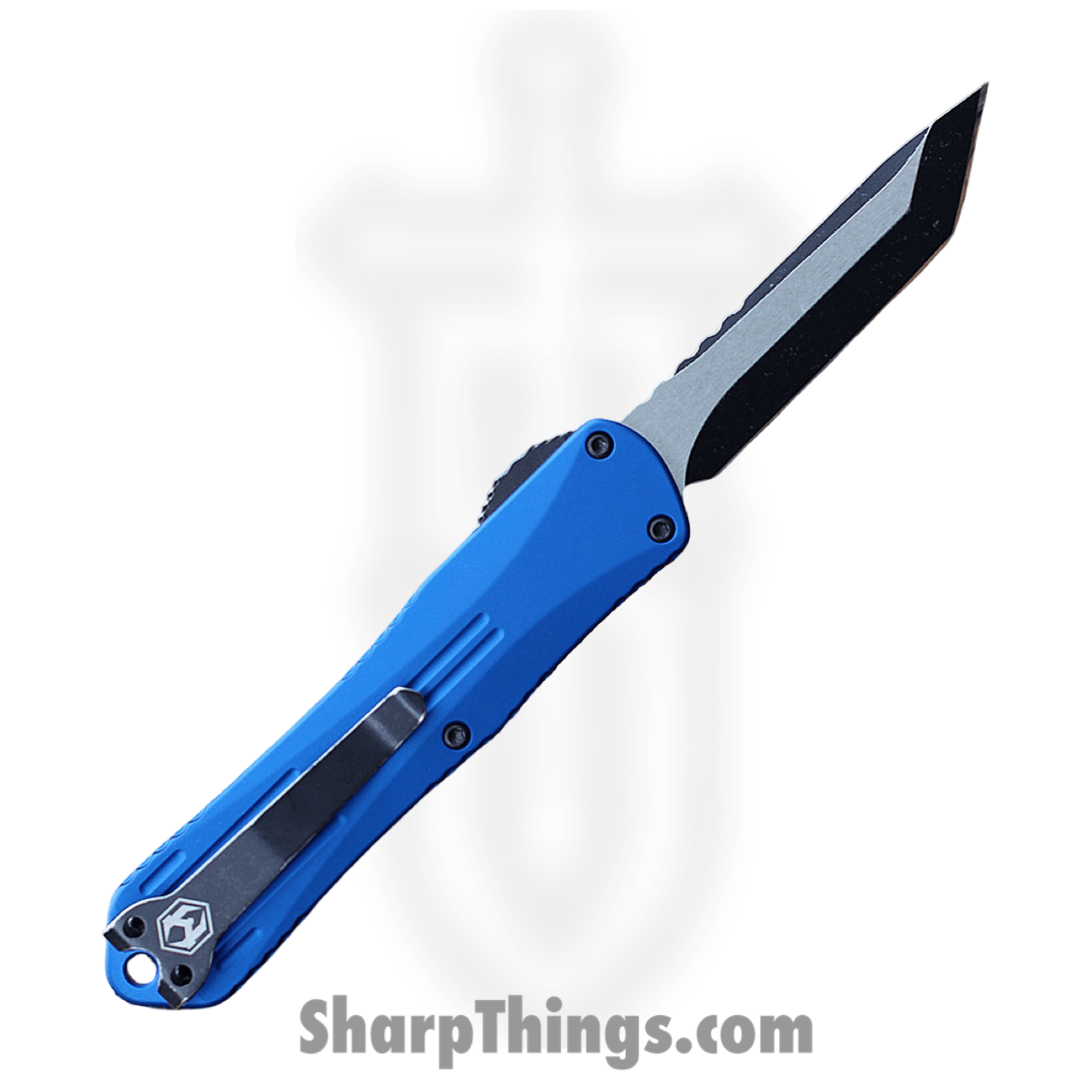 Heretic Knives - H027-8A-BLU - Manticore E - OTF Auto - Elmax Two Tone Tanto - 6061-T6 Aluminum - Blue - Image 2
