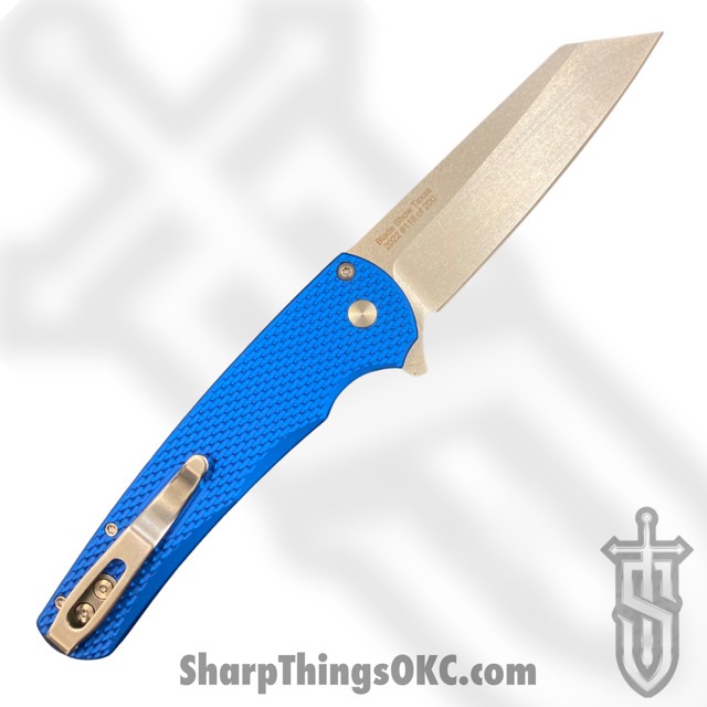 ProTech - 5205-BLUE BS - Malibu Blade Show - Automatic Knife - CPM-20CV Stonewash Reverse Tanto - Aluminum - Blue - Image 3