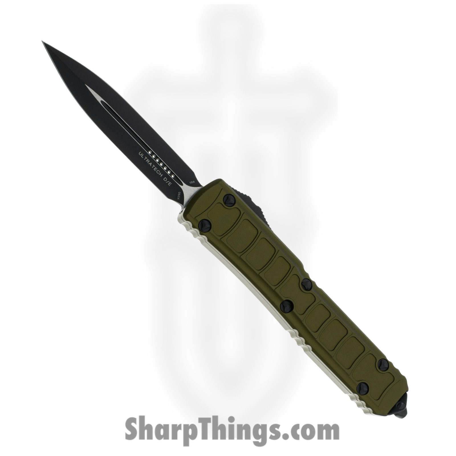 Microtech - 122II-1ODS - Ultratech II Signature Series - OTF Auto - M390 Coated Dagger - 6061-T6 Aluminum - OD Green