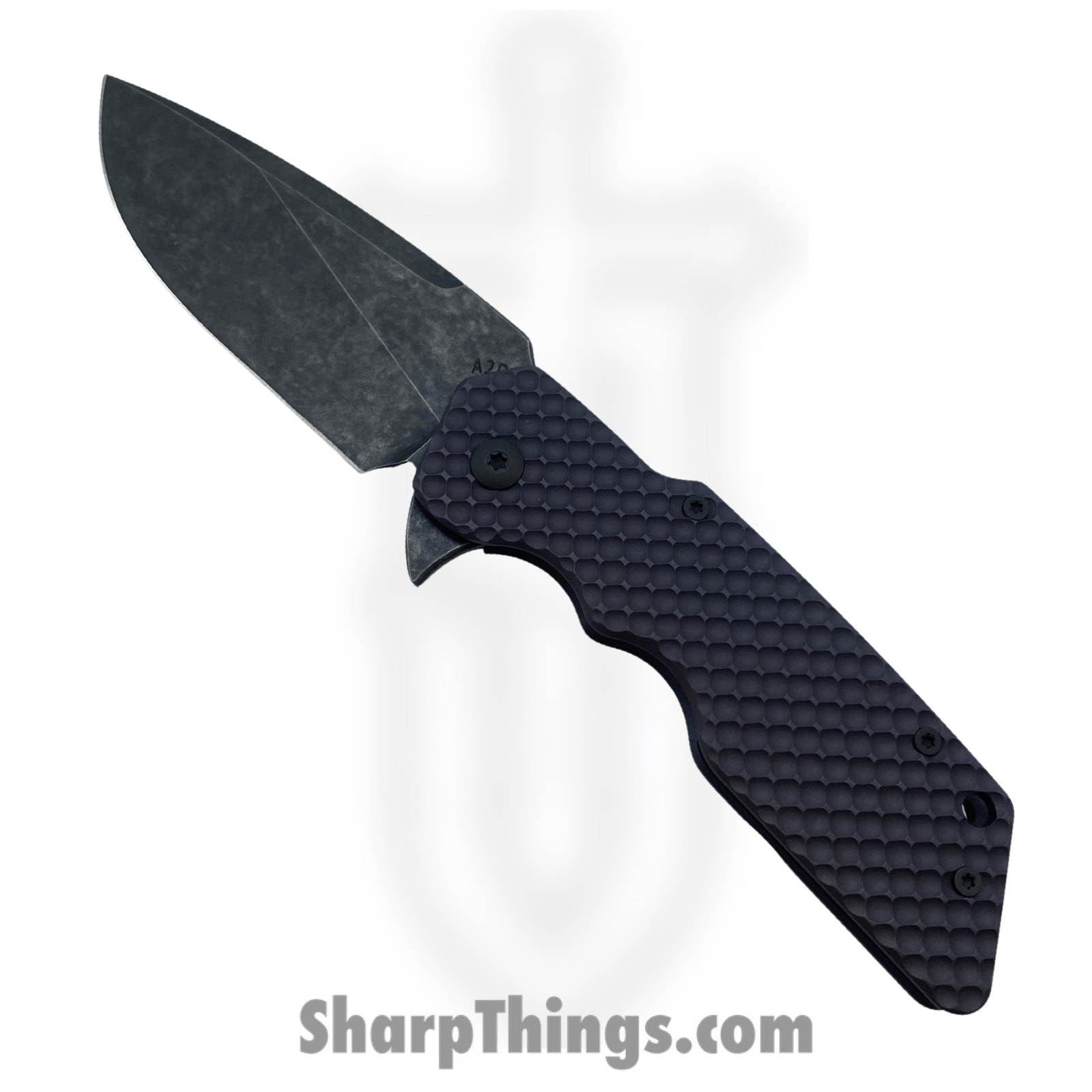 Attention 2 Detail Mercantile - A2DMK1LGGPurp - Mark 1 Large - Folding Knife - CTS-CD#1 SS Stonewash Drop Point - Milled Pattern Titanium - Purple