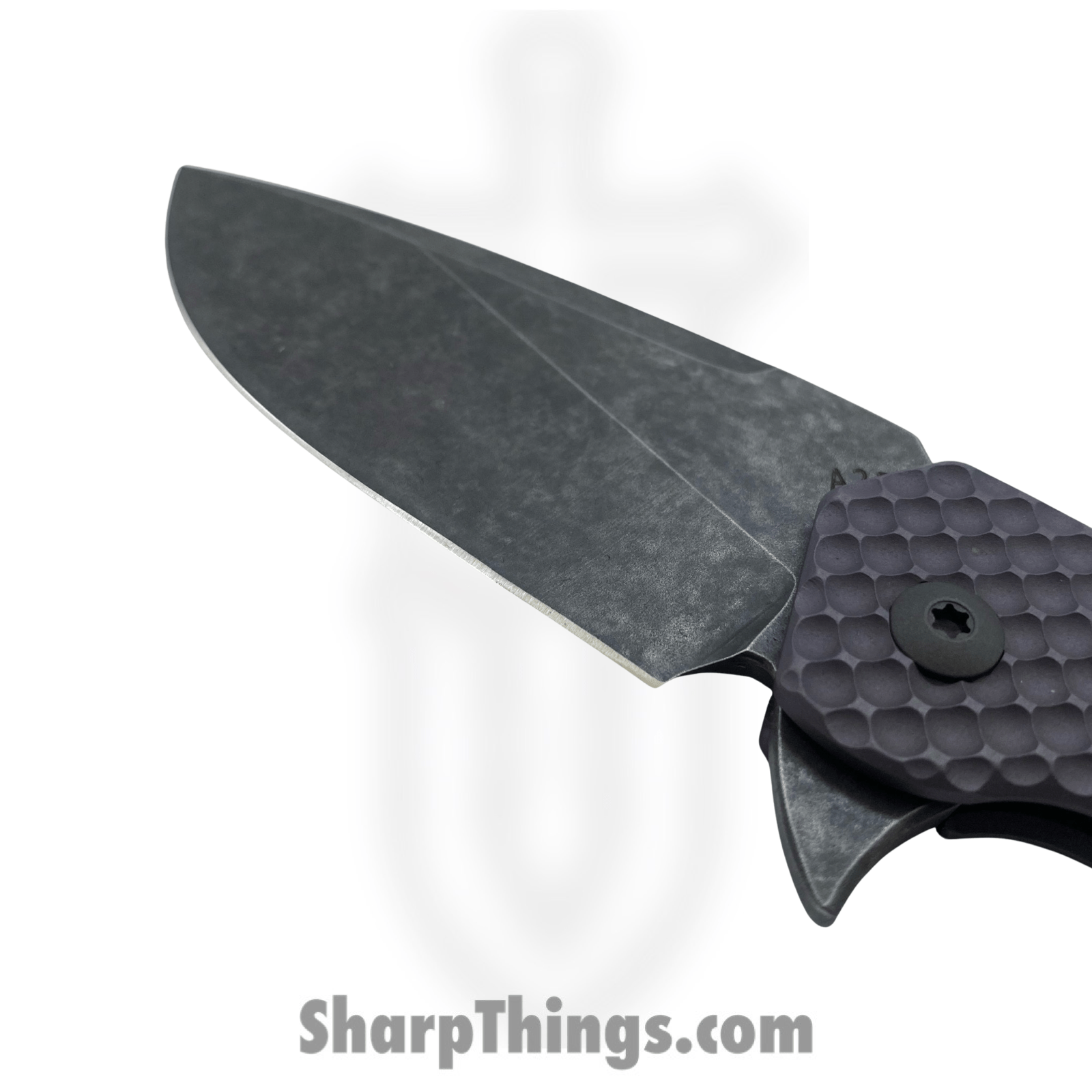 Attention 2 Detail Mercantile - A2DMK1LGGPurp - Mark 1 Large - Folding Knife - CTS-CD#1 SS Stonewash Drop Point - Milled Pattern Titanium - Purple - Image 4