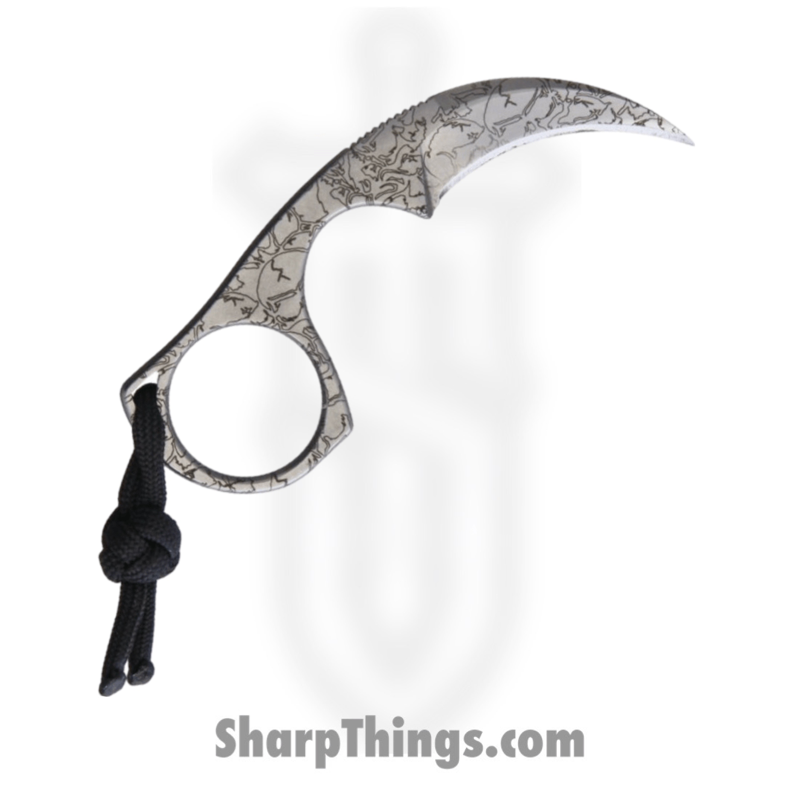 Bastinelli Creations - BAS06S - Diagnostic Skulls - Fixed Blade Knife - N690 Stonewash Karambit - Gray - Image 2