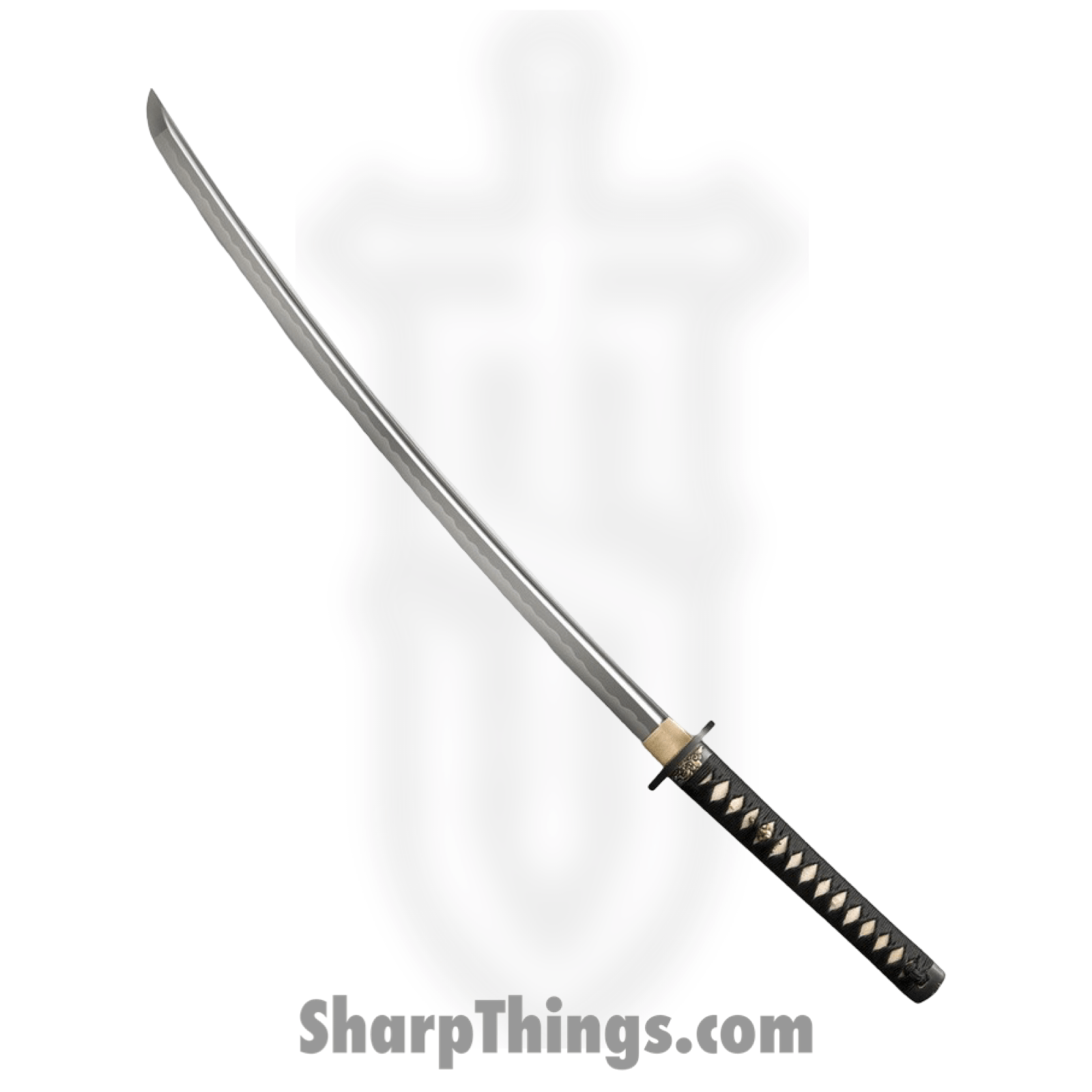 Cold Steel - CS88ABK - Gold Lion Katana - Fixed Blade Knife - Damascus Polished Sword - Cord Wrapped - Black Gold