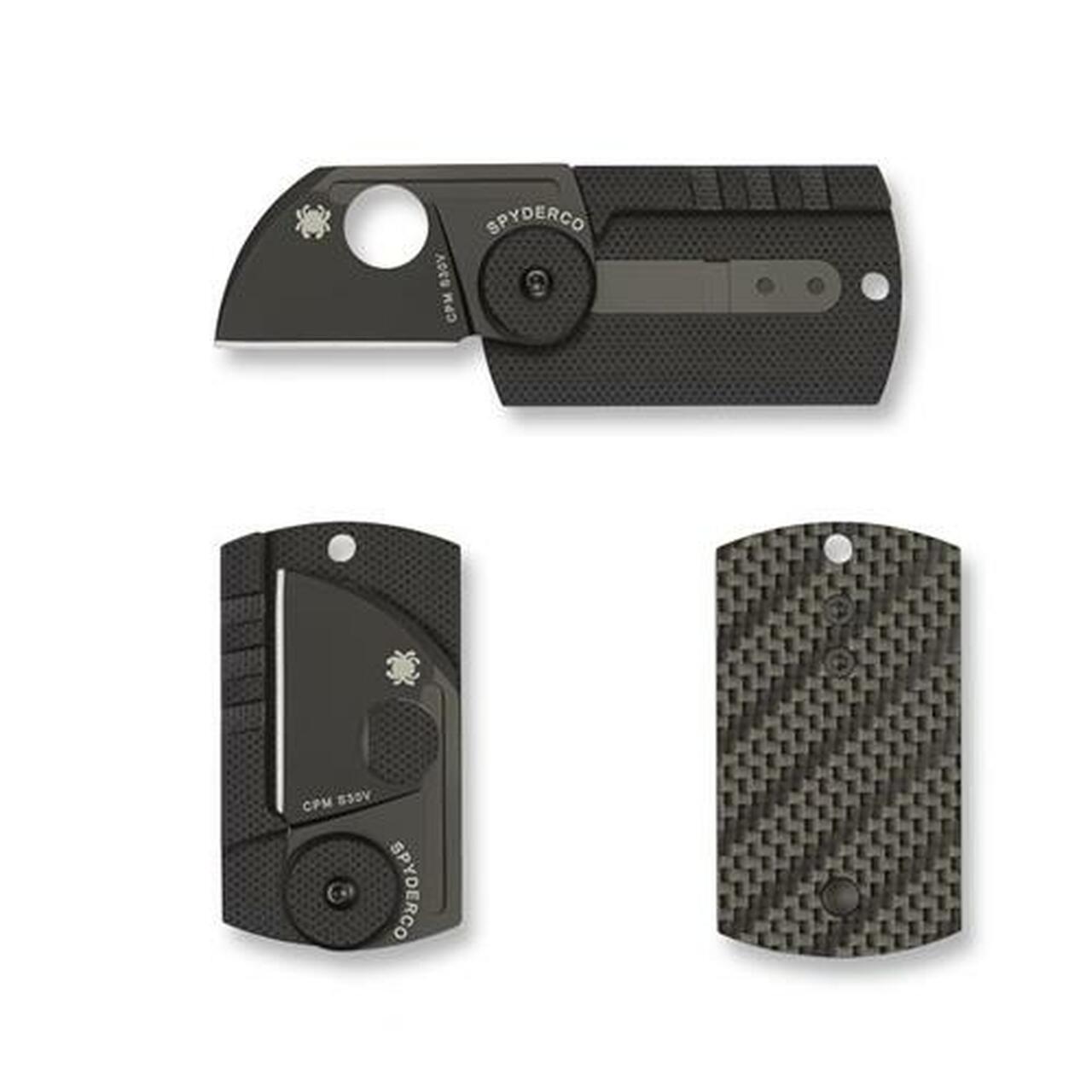 Spyderco - SC188CFBBKP - Dog Tag Non-Locking - Folding Knife - CPM-S30V Black Sheepsfoot - Carbon Fiber G10 - Black - Image 5