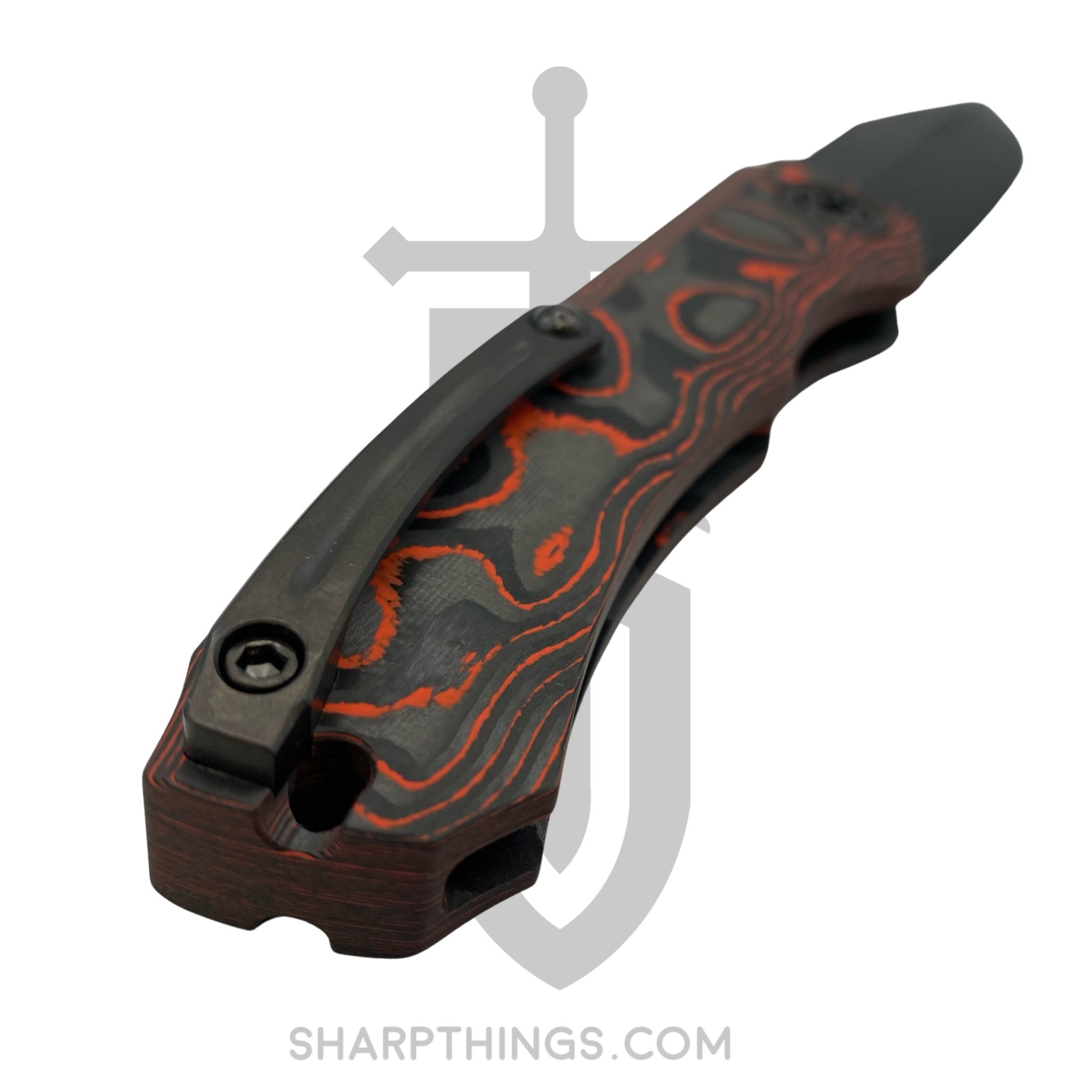 Heretic Knives - H000-6A-ORCF - Wraith - Automatic Knife - Elmax Coated Clip Point - 6061-T6 Aluminum/Fat Carbon Fiber - Black/Orange - Image 2