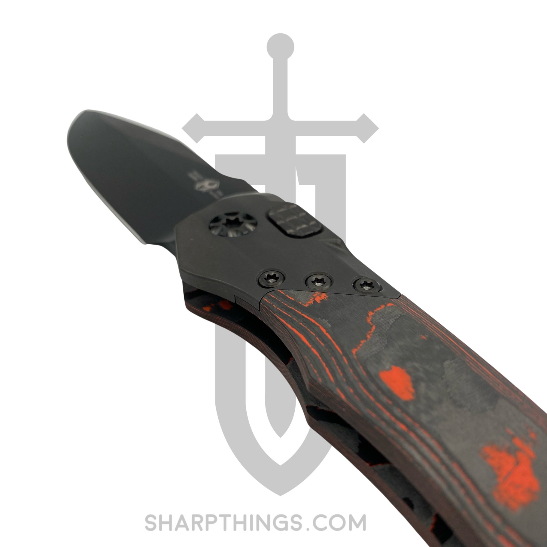 Heretic Knives - H000-6A-ORCF - Wraith - Automatic Knife - Elmax Coated Clip Point - 6061-T6 Aluminum/Fat Carbon Fiber - Black/Orange - Image 4