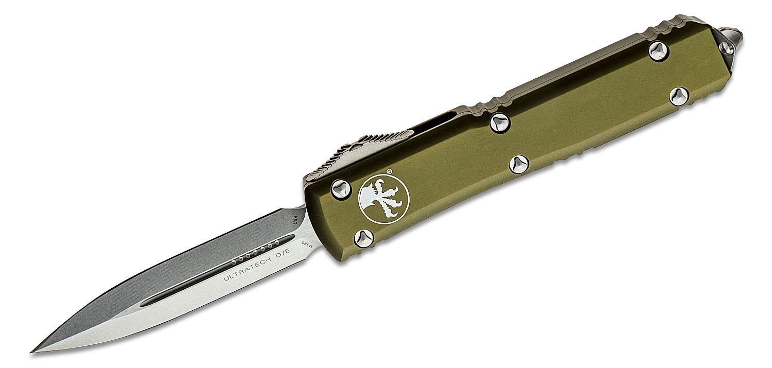 Microtech - 122-10OD - Ultratech - OTF Auto - Elmax, M390, 204P Stonewash Dagger - 6061-T6 Aluminum - OD Green - Image 4