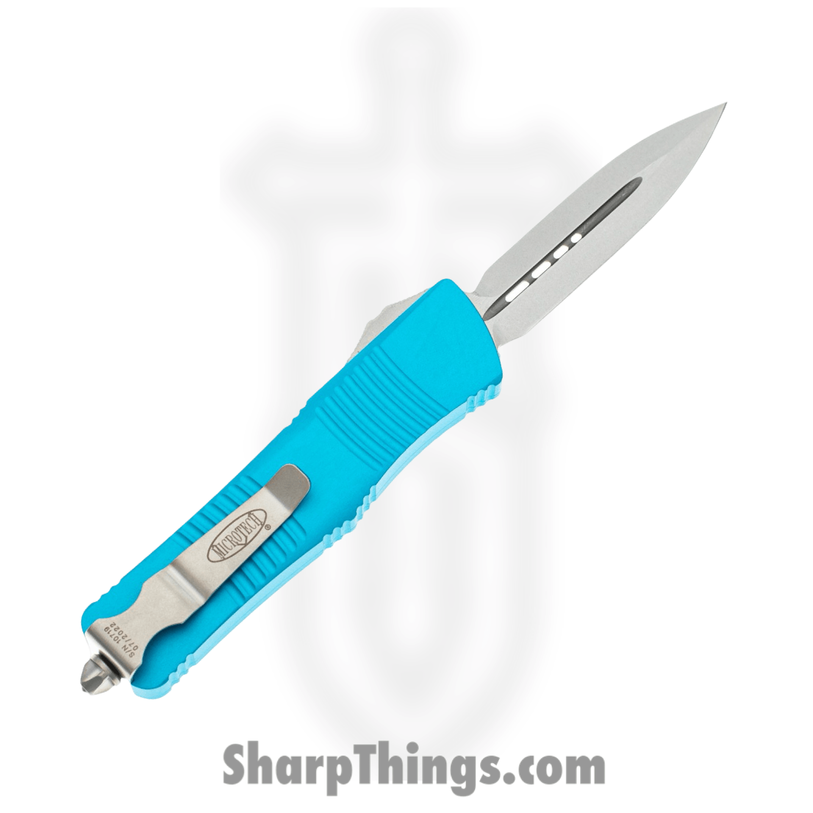 Microtech - 138-10 TQ - Troodon - OTF Auto - M390 Stonewash Dagger - 6061-T6 Aluminum - Turquoise - Image 2