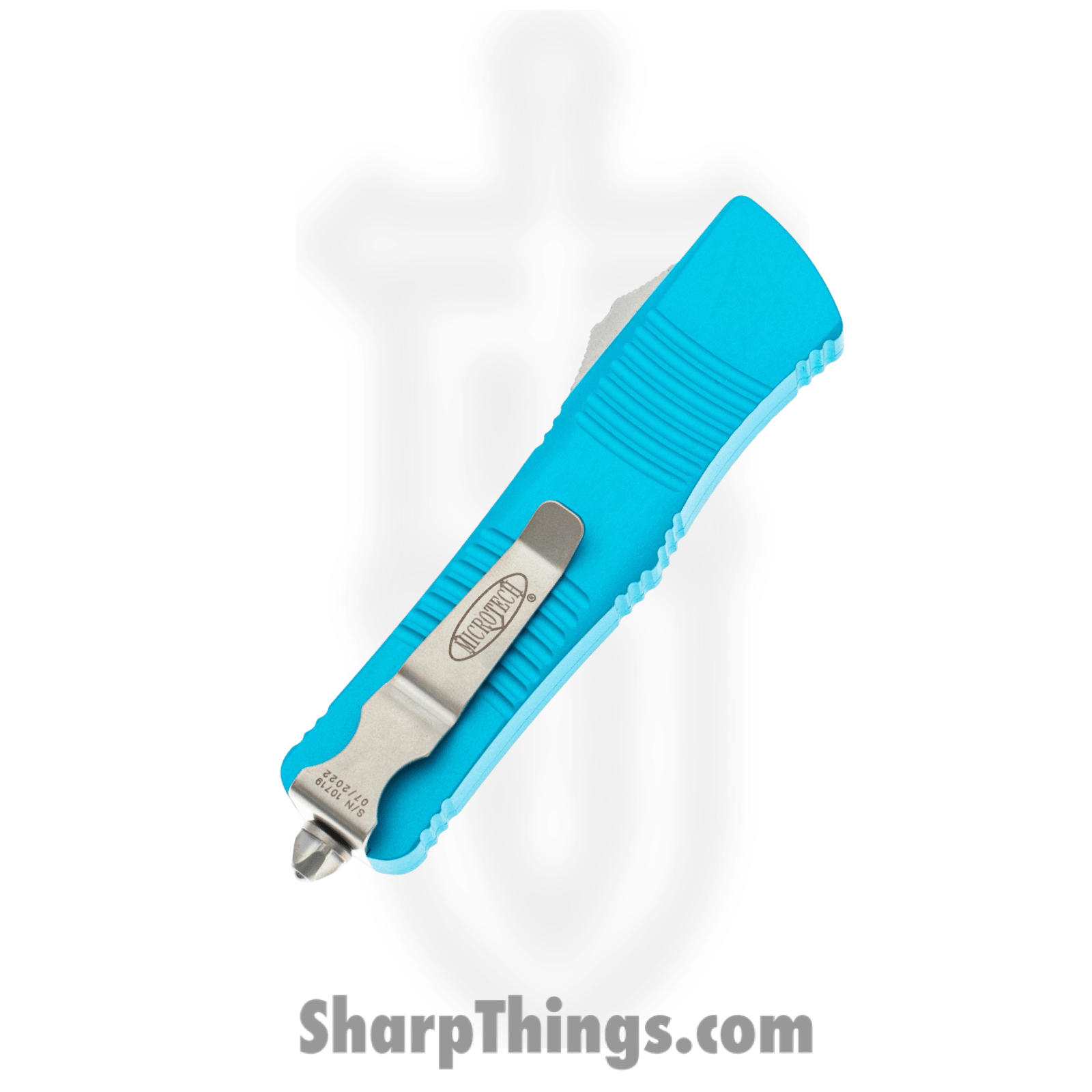 Microtech - 138-10 TQ - Troodon - OTF Auto - M390 Stonewash Dagger - 6061-T6 Aluminum - Turquoise - Image 4