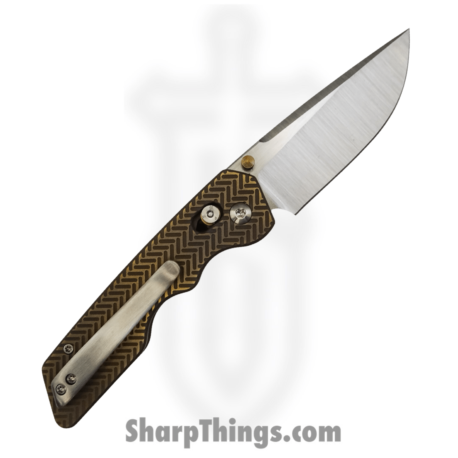 Attention 2 Detail Mercantile - A2DBLmHer - Bar Lock Medium - Folding Knife - RWL34 Steel Satin Drop Point - Herringbone Titanium - Bronze - Image 2