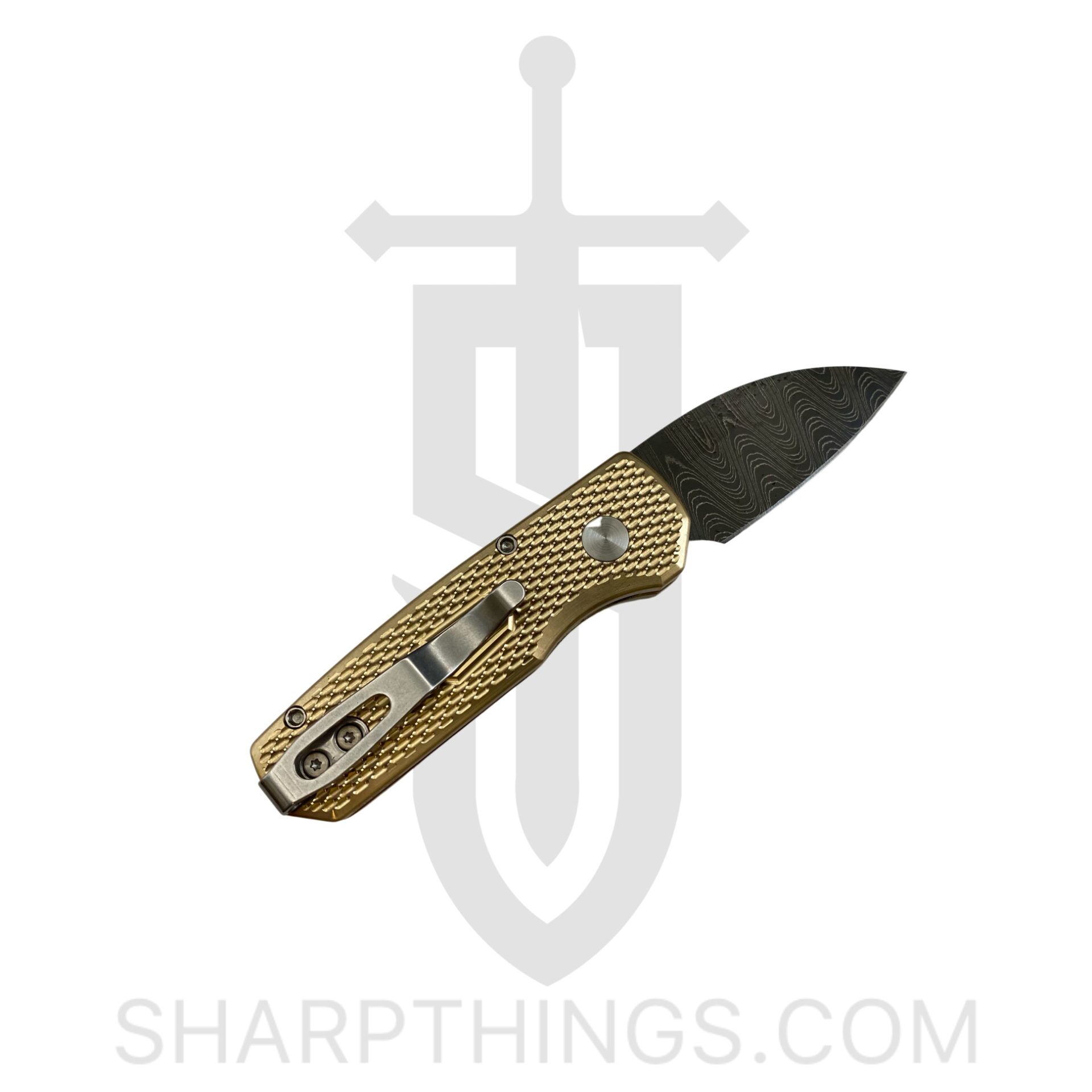 ProTech - R5111-D - Runt 5 BLADE SHOW 2022 - Automatic Knife - Damascus Damascus Wharncliffe - Bronze Alloy - Bronze - Image 4