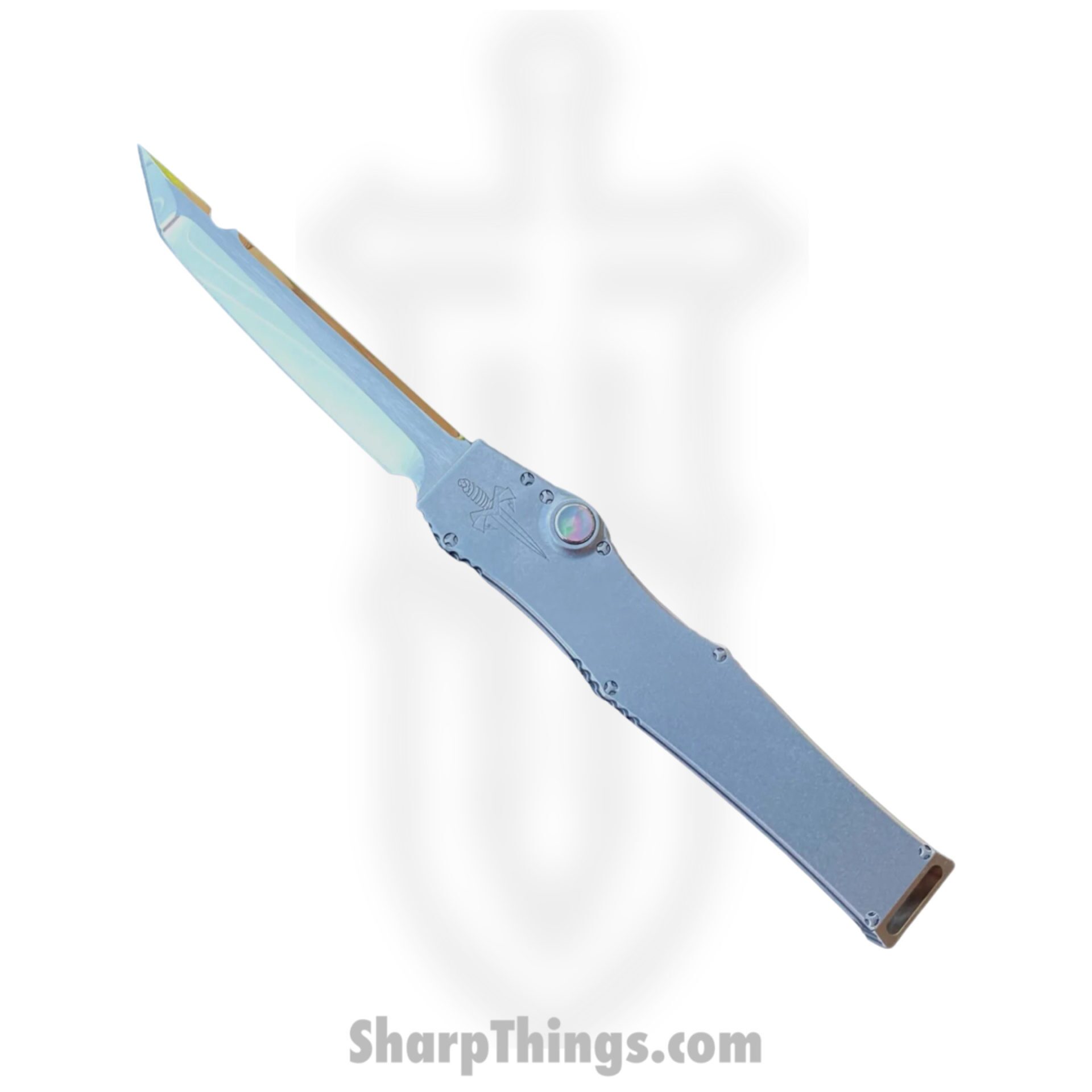 Marfione Custom Knives - 349-MCK-Mir - Marfione Custom Halo III Mini - Automatic Knife - 349-MCK-Mir Marfione Custom Halo III Mini Automatic Knife - 416 SS/MOP - Natural