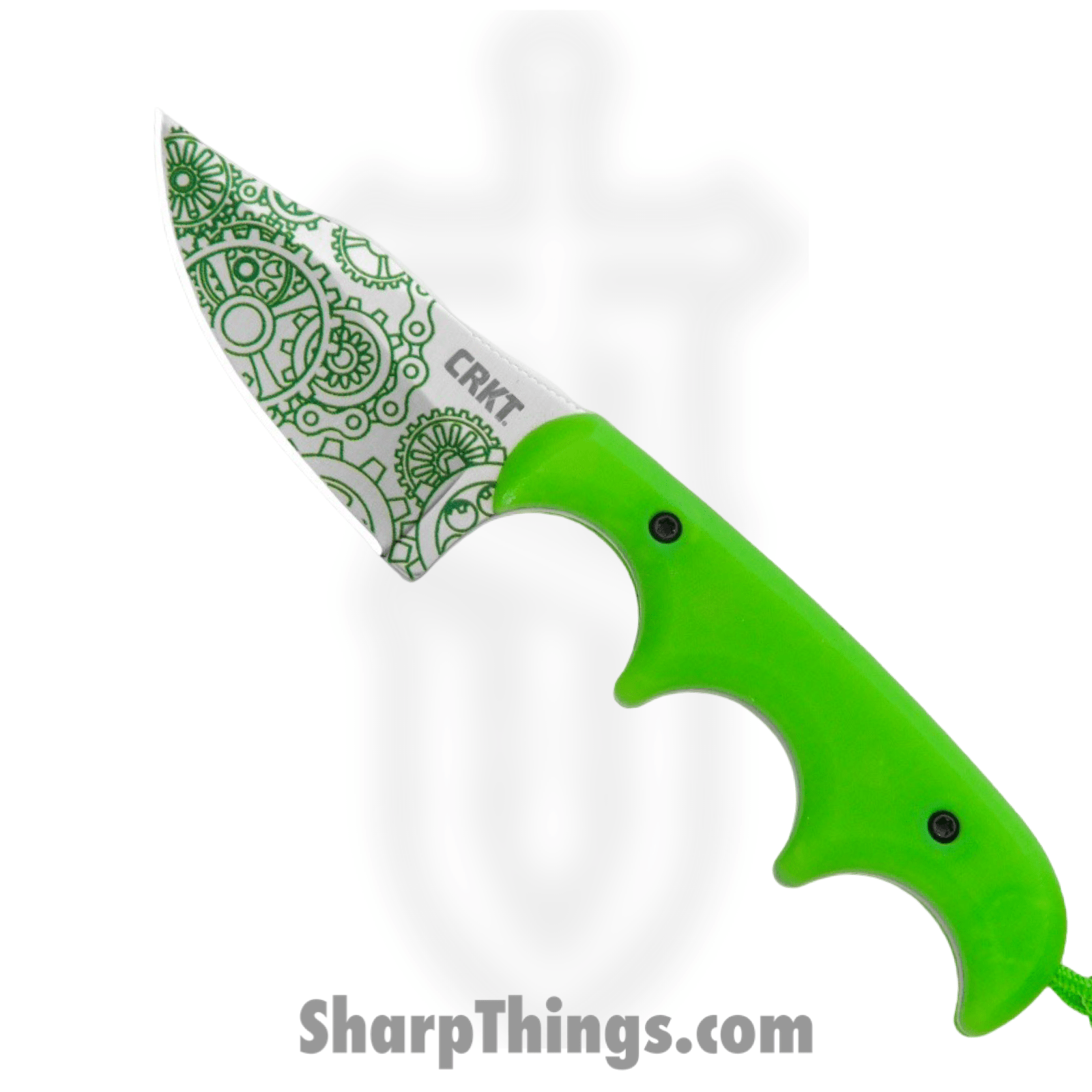 CRKT - 2387G - Minimalist Gears - Fixed Blade Knife - 8Cr13MoV Satin Laser Etch Bowie - Glow Polypropylene - Green