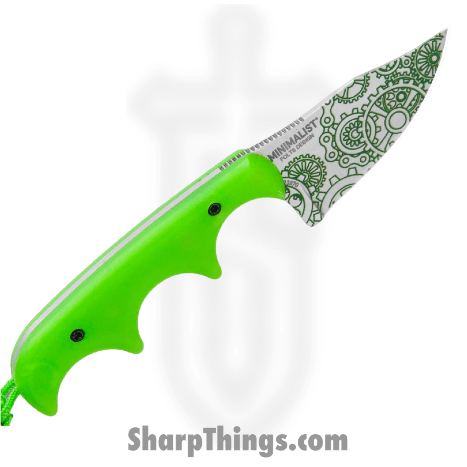 CRKT - 2387G - Minimalist Gears - Fixed Blade Knife - 8Cr13MoV Satin Laser Etch Bowie - Glow Polypropylene - Green - Image 2