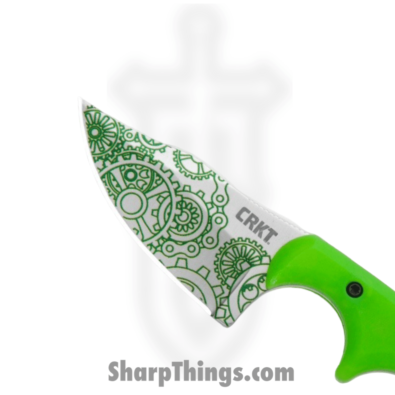 CRKT - 2387G - Minimalist Gears - Fixed Blade Knife - 8Cr13MoV Satin Laser Etch Bowie - Glow Polypropylene - Green - Image 3
